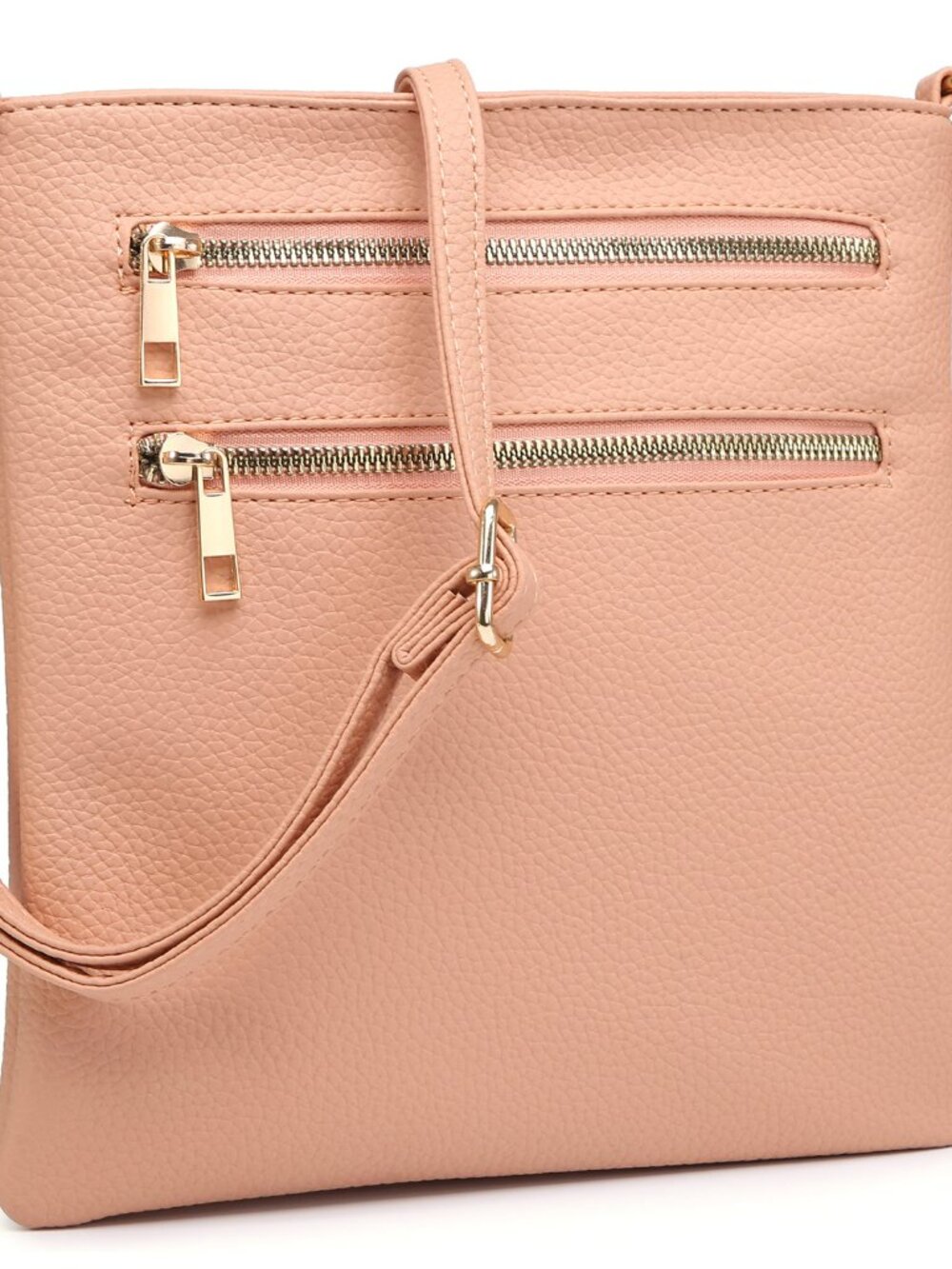 Fashion Zip Pocket Crossbody Bag - Nude